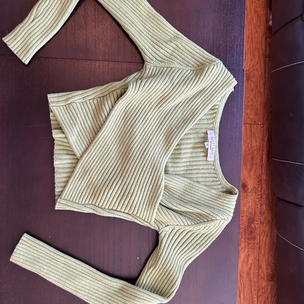 Ribbed Criss-Cross Long Sleeve Sweater